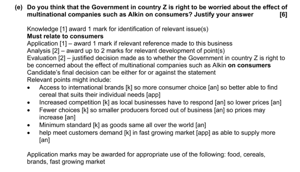 ECR Paper 1 Business Studies 0450